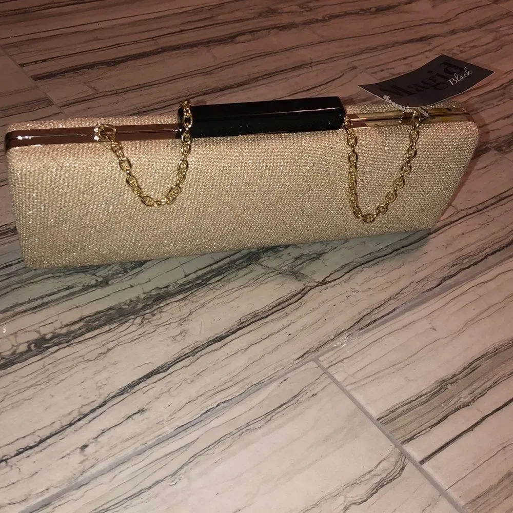 Gold shimmer clutch prom , wedding , party..